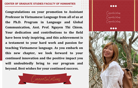Congratulations on your promotion to Assistant Professor in Vietnamese Language